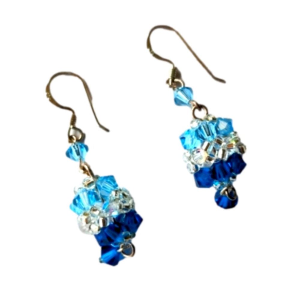 New 925 sterling silver dangle earrings with Swarovski crystals